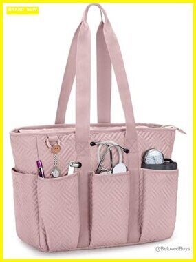 Nurse Clinical Tote Bag - Padded Laptop Sleeve, 8 Pockets, Polyester